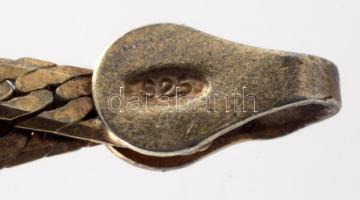 Ezüst(Ag) aranyozott kétszálas fonott karkötő, h: 17,5 cm, nettó: 2,6 g