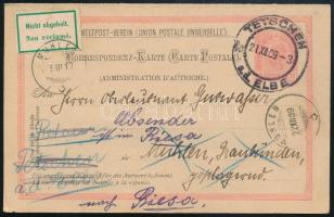 1909 Díjjegyes válaszos levelezőlap, visszaküldve / PS-reply card, returned