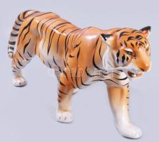 Nagy tigris figura. Jelzés nélkül, kis kopással 39 cm, m: 19 cm