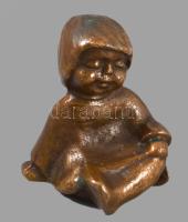 KIslány bronz figura, ca 1960. j. n. 8 cm
