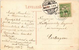 1906 Ipolyság, Sahy; Fő tér, Vármegyeháza, piac, üzletek. Polgár J. kiadása / main square, county ha...