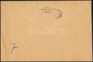 1938 ORBÉK blokk ajánlott helyi levélen / Mi block 2 on registered local FDC