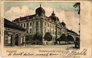 1900 Nagyvárad, Oradea; Pénzügyigazgatósági palota, ifj. Ppper József üzlete. Sonnenfeld Adolf kiadása/ financial palace, shop (fl)