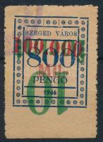 Szeged városi 800P okmánybélyeg fordított felülnyomással / inverted overprint