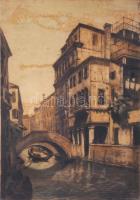 Paulovits Pál (1892-1975): Venezia, Palazzo Widmann. Színezett rézkarc, papír, jelzett. Kissé foltos...