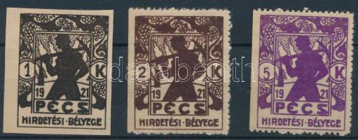 1921 Pécs 3 klf hirdetési bélyeg