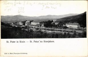 1916 Pivka, St. Petra na Krasu, San Pietro del Carso, St. Peter in Krain; A. Bolé / view, railway station, train (EB)