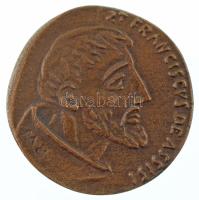 DN "Szt Franciscvs de Assisi" (Assziszi Szent Ferenc) egyoldalas, öntött bronz emlékérem, hátoldalán egy madár gravírozással (33mm) T:AU