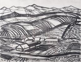 Luzsicza Lajos (1920-2005): Liptó (Felvidék, Tátra). Rézkarc, papír. Jelzett. 19x29 cm. Üvegezett fa...