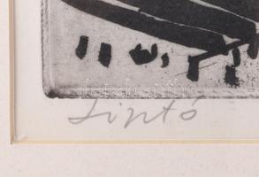 Luzsicza Lajos (1920-2005): Liptó (Felvidék, Tátra). Rézkarc, papír. Jelzett. 19x29 cm. Üvegezett fa...