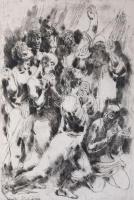 Pituk József Viktórián (1906-1991): Segélythívók, 1972. Rézkarc, papír, jelzett, számozott (86/100),...