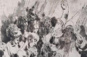 Pituk József Viktórián (1906-1991): Segélythívók, 1972. Rézkarc, papír, jelzett, számozott (86/100),...