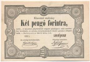 1849. 2Ft "Kincstári Utalvány" "GR i. 46728" T:AU jobb felső sarokban sarokhajlás / Hungary 1849. 2 Forint "Kincstári Utalvány" "GR i. 46728" C:AU corner fold at the upper right corner Adamo G108