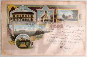 100 db RÉGI (1905 előtti!) litho város képeslap modern fotóalbumban, főleg Magyarország, Erdély, Fel...