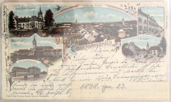 100 db RÉGI (1905 előtti!) litho város képeslap modern fotóalbumban, főleg Magyarország, Erdély, Fel...