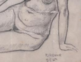 Kádár Béla (1877-1956): Ülő női akt. Ceruza, papír, jelzett, hajtásnyomokkal, apró sérüléssel, kissé...