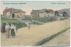 Vehéc, Vechec (Varannó, Vranov nad Toplou); Vehéczi cigánytanya. Spira Ábrahám kiadása. D.K.F.E. 1915-10. / Gypsy folklore