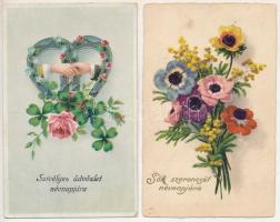 4 db RÉGI litho motívum képeslap, egyiken cenzúra bélyegzés / 4 pre-1945 litho postcards, with 1 censure stamp