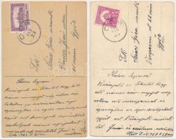 4 db RÉGI litho motívum képeslap, egyiken cenzúra bélyegzés / 4 pre-1945 litho postcards, with 1 cen...