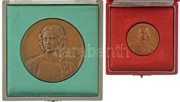 Berán Lajos (1883-1943) ~1931. "Budapesti emlék" kétoldalas bronz emlékérem (80mm) + kisebb méretű, 1980-as évekbeli öntött változat (40mm), mindkettő tokban T:AU,XF