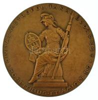 Berán Lajos (1882-1943) 1931. "CIVITAS METROPOLITANA BUDAPEST HOSPITIBUS ET AMICIS S D / AZ IFJÚ SZÉP PEST KI BIZTON ÖLELVE NYÚJT CORVIN AGG VÁRÁNAK HŰ KEZET " kétoldalas bronz emlékérem eredeti Budapest címeres dísztokban (71mm) T:AU patina / Hungary 1931. "CIVITAS METROPOLITANA BUDAPEST HOSPITIBUS ET AMICIS S D / AZ IFJÚ SZÉP PEST KI BIZTON ÖLELVE NYÚJT CORVIN AGG VÁRÁNAK HŰ KEZET " double-sided bronze commemorative medallion in original case with Budapest's coat of arms. Sign: Lajos Berán (71mm) C:AU patina TP 222.