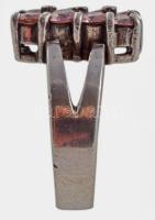 Ezüst(Ag) 12 köves gyűrű, jelzett, méret: 58, bruttó: 9 g