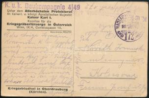 1917 Tábori posta képeslap / Field postcard "K.u.k. Baukompagnie 4/49" + "HP 172"