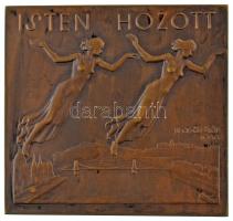 Beck Ötvös Fülöp (1873-1945) 1930. "Buda Pest / Isten hozott" kétoldalas bronz plakett (64...