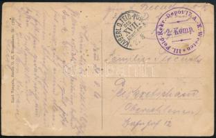 ~1917 Tábori posta képeslap / Field postcard "III. Feld-Rekr.-Depot 17.A.-K. Westen" + "KAISER LD. FELD-POSTAMT DES XVII. ARMEE"