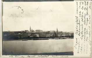 1902 Budapest I., Halászbástya, Mátyás-templom, gőzhajó, látkép a pesti oldal felől Budára. photo (EK)