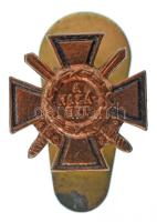 1940 k. "Tűzkereszt I. fokozata" bronz miniatűr gomblyukjelvénye (14x14mm) T:AU Hungary ~1940. Miniature of "Hungarian Fire Cross 1st class" bronze button badge (14x14mm) C:AU