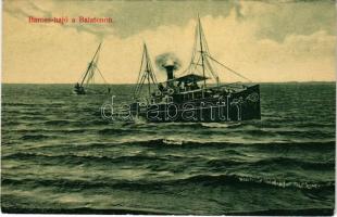 Balaton, BAROSS gőzhajó. Divald Károly műintézete 2104-1909.