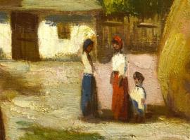 Iványi Grünwald Béla (1867-1940): Tájkép alakokkal. Olaj, vászon, jelezve jobbra lent. A tételhez ta...