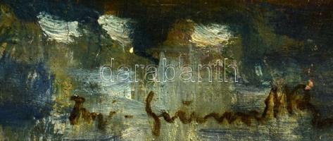 Iványi Grünwald Béla (1867-1940): Tájkép alakokkal. Olaj, vászon, jelezve jobbra lent. A tételhez ta...