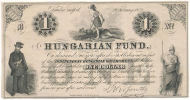 1852. 1$ ritkábban előforduló "B2" sorozatjellel "Kossuth bankó" T:F Hungary 1852. 1 Dollar with rarely occuring "B2" prefix "Hungarian Fund" C:F Adamo G117