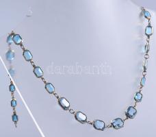 Ezüst(Ag) kék köves nyakék, jelzett, h: 42 cm, bruttó: 14,4 g