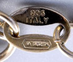 Ezüst(Ag) kék köves nyakék, jelzett, h: 42 cm, bruttó: 14,4 g