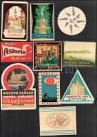 cca 1950-1970 10 db különböző magyar hotelcímke, bőrőndcímke, jó állapotban