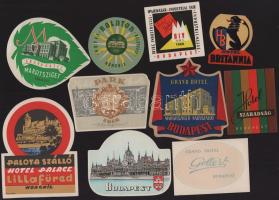 cca 1950-1970 10 db különböző magyar hotelcímke, bőrőndcímke, jó állapotban