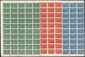 1943 Karácsony hajtott teljes ívsor / Mi 742-744 folded complete sheets