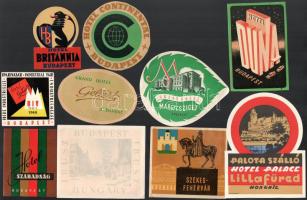cca 1950-1970 10 db különböző magyar hotelcímke, bőrőndcímke, jó állapotban
