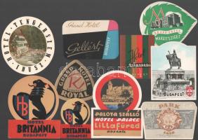 cca 1950-1970 10 db különböző magyar hotelcímke, bőrőndcímke, jó állapotban
