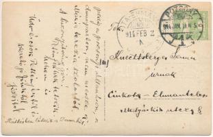 1914 Pozsony, Pressburg, Bratislava; Pozsony-Bécs villamos vasút télen, vonat a gazdasági állomáson ...