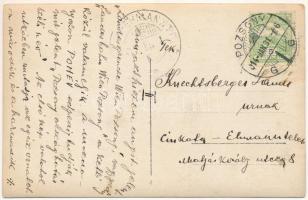 1914 Pozsony, Pressburg, Bratislava; Pozsony-Bécs villamos vasút télen, vonat, nem messze a Mária Te...