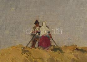 Csillag József (1894-1977): Aratás. Olaj, vászon, jelzett, sérült. Dekoratív fakeretben. 60×79,5 cm