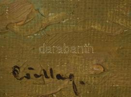 Csillag József (1894-1977): Aratás. Olaj, vászon, jelzett, sérült. Dekoratív fakeretben. 60×79,5 cm