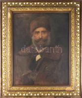 Olvashatatlan jelzéssel (Gyulay László?): Gyulay Lajos portréja, 1901. Olaj, vászon,. Dekoratív, kissé sérült fakeretben. 74×57,5 cm