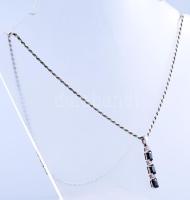 Ezüst(Ag) walles nyaklánc köves medállal, jelzett, h: 51 cm, medál: 3,5×0,5 cm, bruttó: 8,9 g