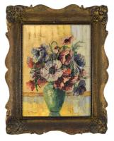 Balkányi-Balogh jelzéssel: Virágok. Olaj, vászon. Dekoratív, sérült fakeretben, 51x40,5 cm