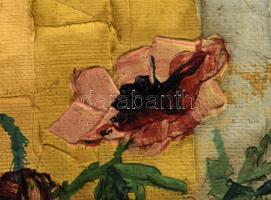 Balkányi-Balogh jelzéssel: Virágok. Olaj, vászon. Dekoratív, sérült fakeretben, 51x40,5 cm